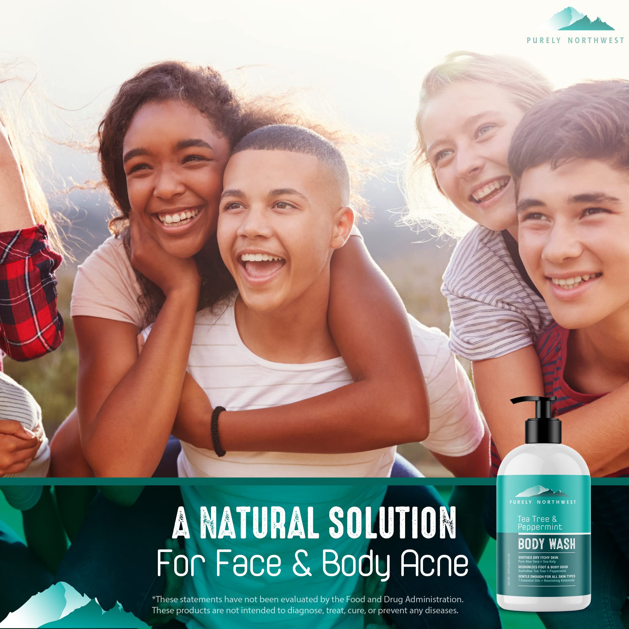 Purely Northwest Tea Tree Body Wash for Men and Women – Gentle, Hydrating Cleanser