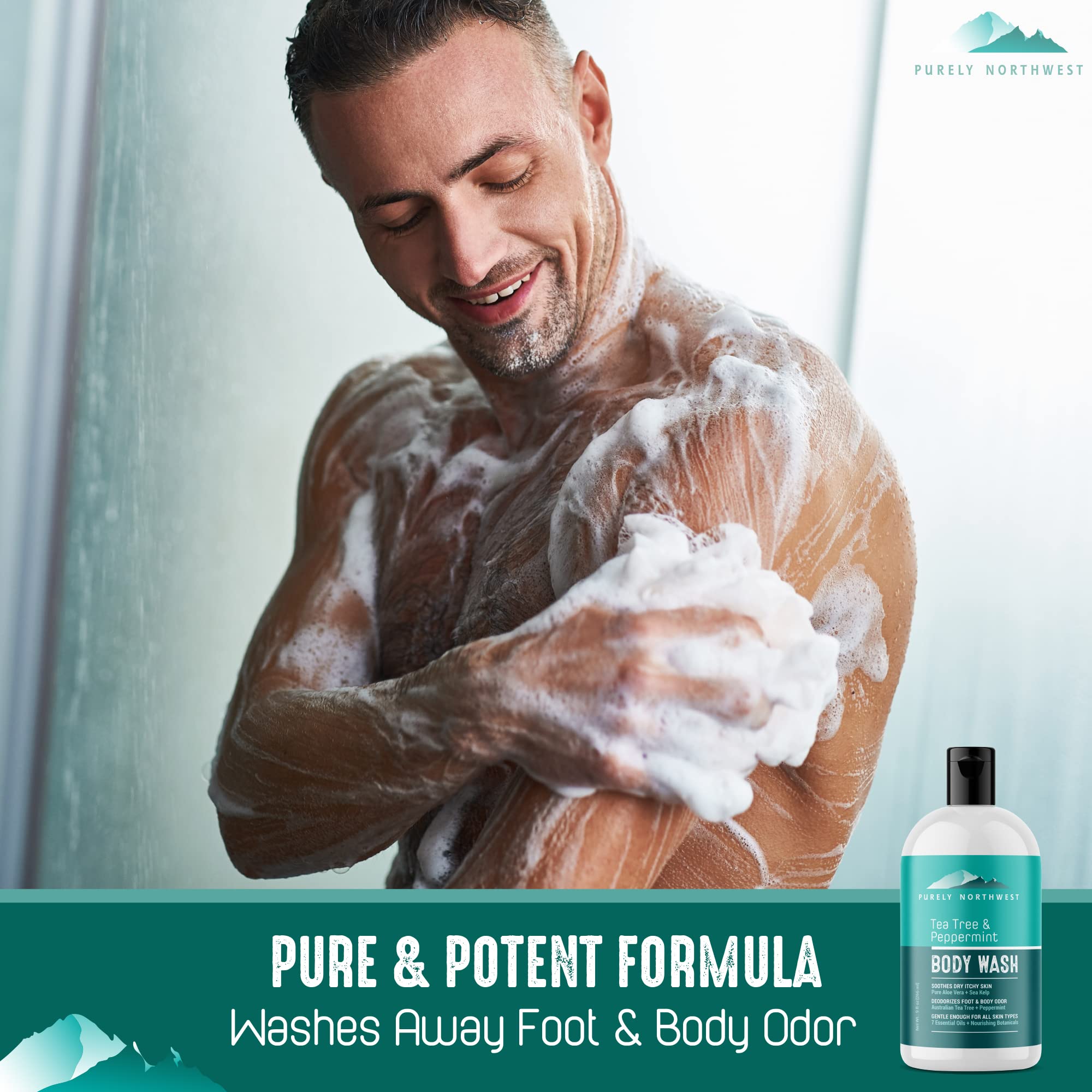 Purely Northwest Tea Tree Body Wash for Men and Women – Gentle, Hydrating Cleanser
