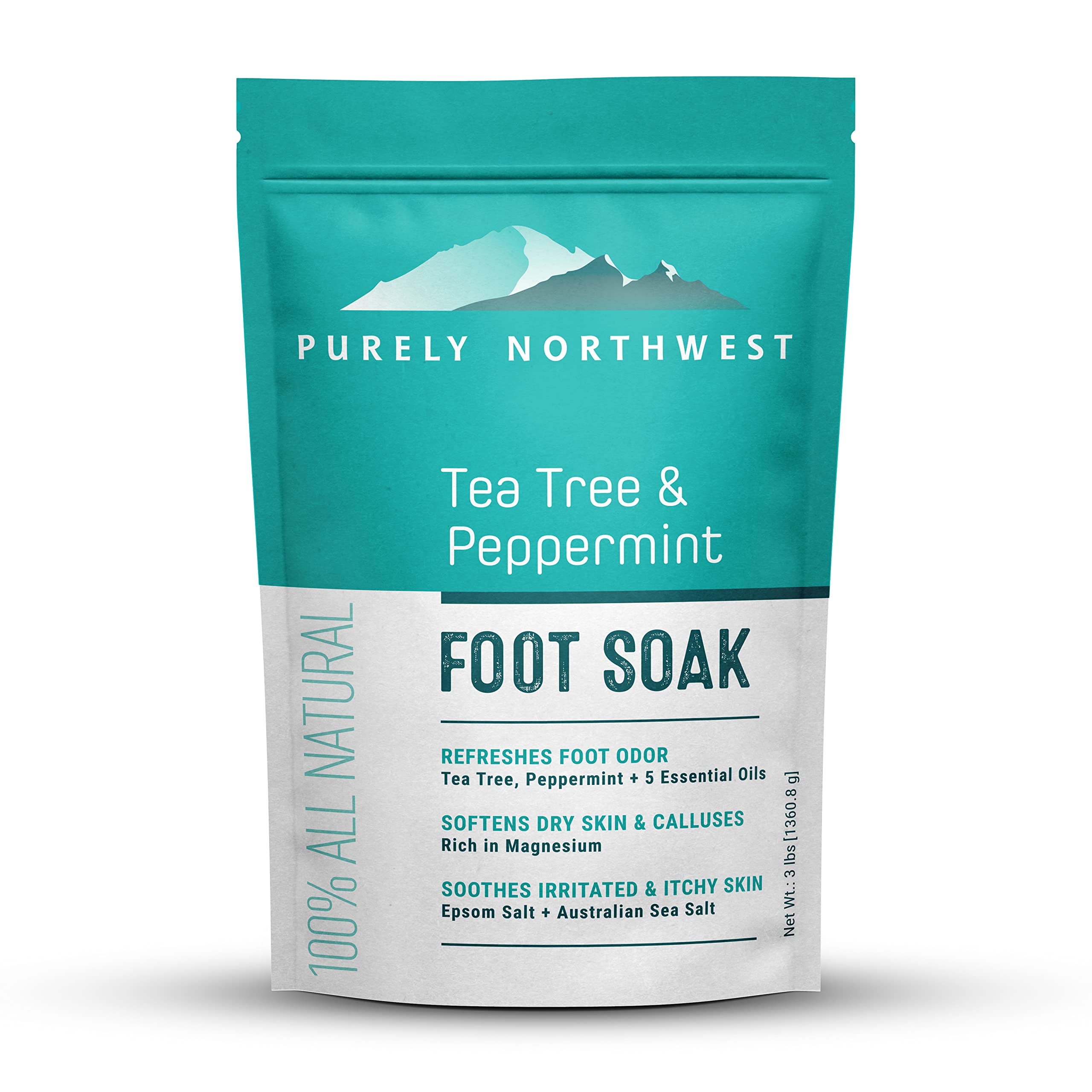 Purely Northwest 3 Lbs Tea Tree & Peppermint Foot Soak – MSM & Epsom Salt