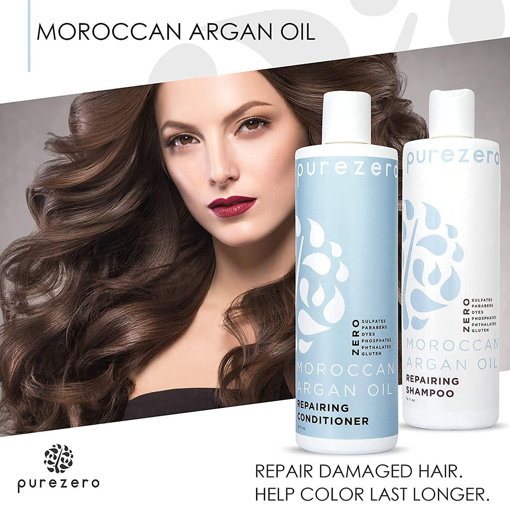 Purezero Moroccan Argan Oil Shampoo & Conditioner Set – Repair, Shine & Frizz Control