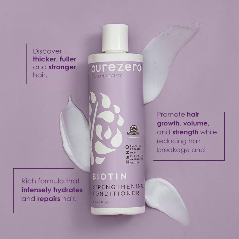 Purezero Biotin Shampoo & Conditioner Set – Volumizing, Anti Thinning, Vegan & Cruelty-Free