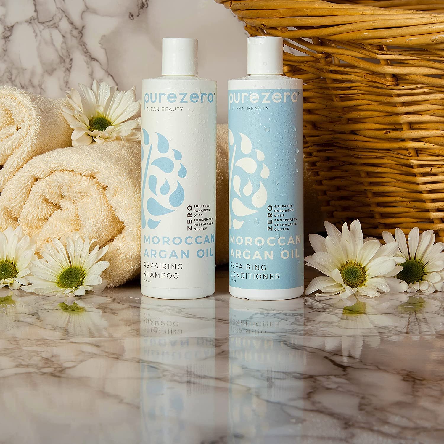 Purezero Moroccan Argan Oil Shampoo & Conditioner Set – Repair, Shine & Frizz Control
