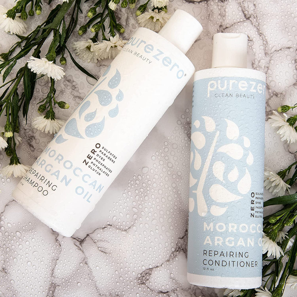 Purezero Moroccan Argan Oil Shampoo & Conditioner Set – Repair, Shine & Frizz Control