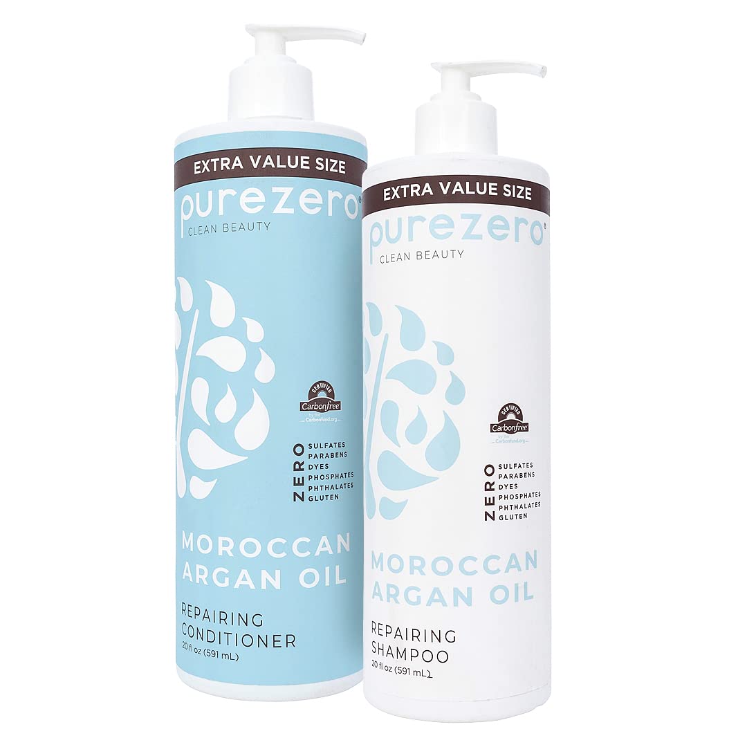Purezero Moroccan Argan Oil Shampoo & Conditioner Set – Repair, Shine & Frizz Control