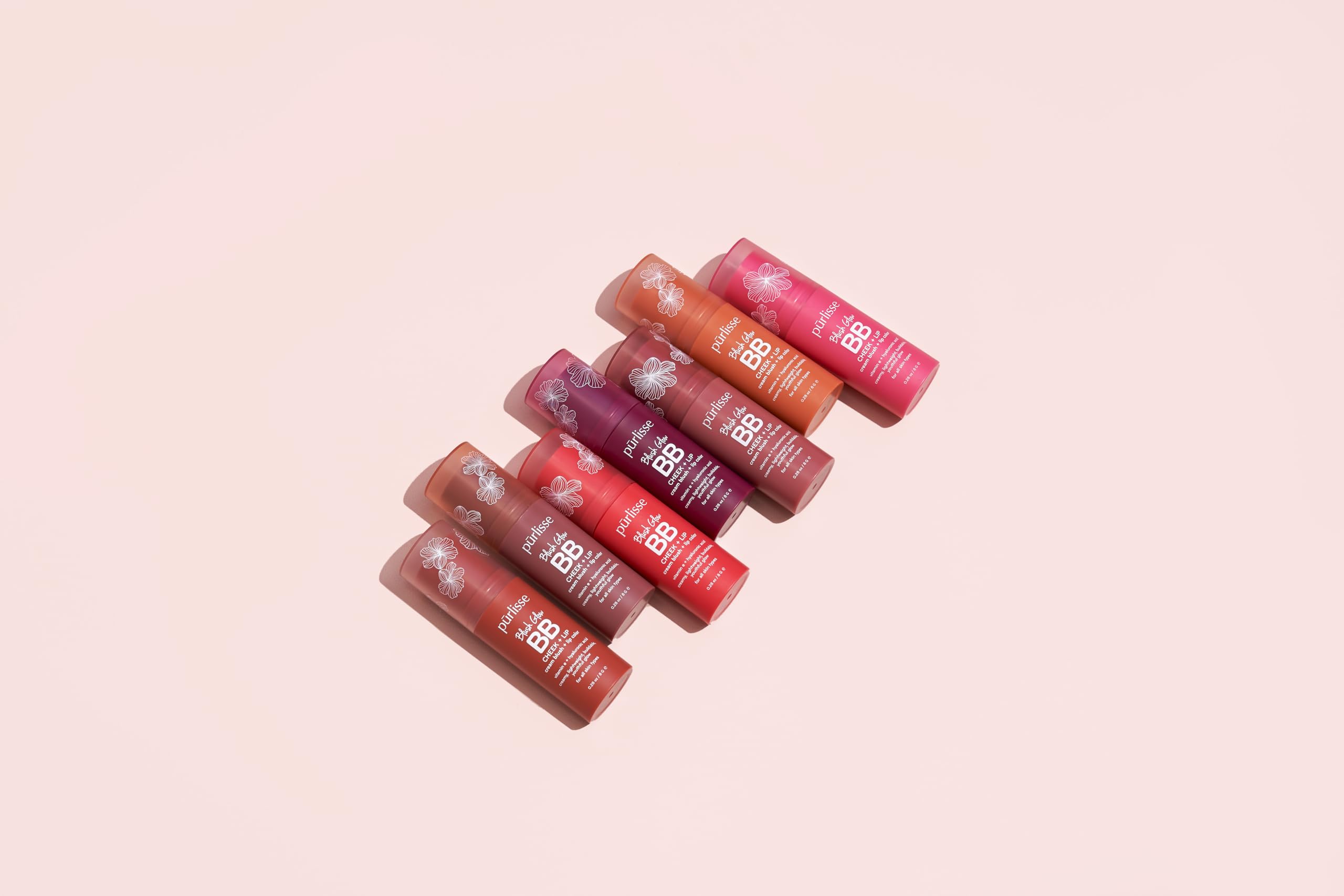purlisse Blush Glow Lip & Cheek Tint - Berry Bliss, Hydrating 2-in-1 Cream Blush Stick