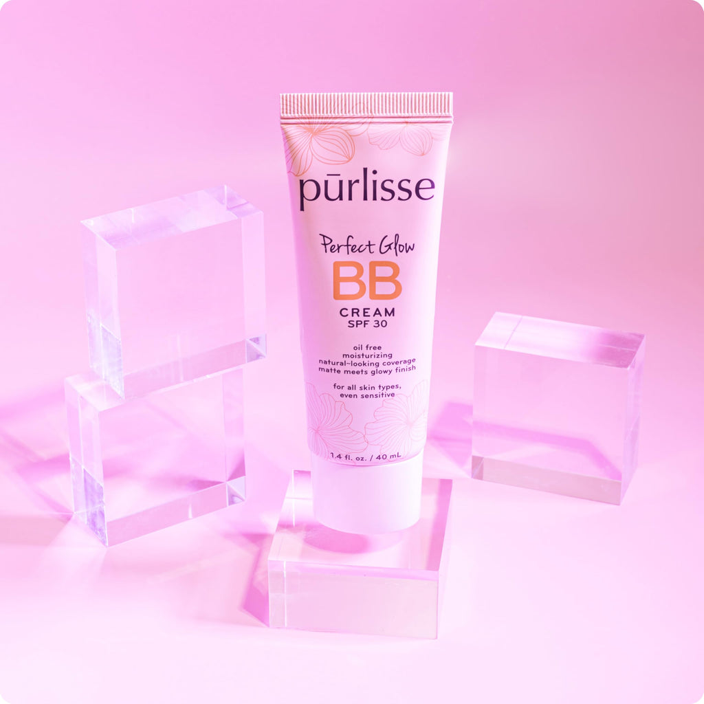 pūrlisse Perfect Glow BB Cream SPF 30 – Matte to Dewy Finish, Goji & Hawthorn Berry, Medium Tan, 1.4 oz