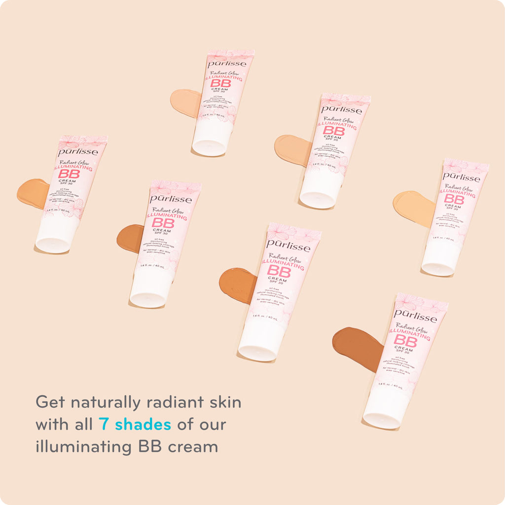 pūrlisse Radiant Glow BB Cream SPF 30 – Dewy Finish, Goji & Hawthorn Berry, Fair (1.4 oz)