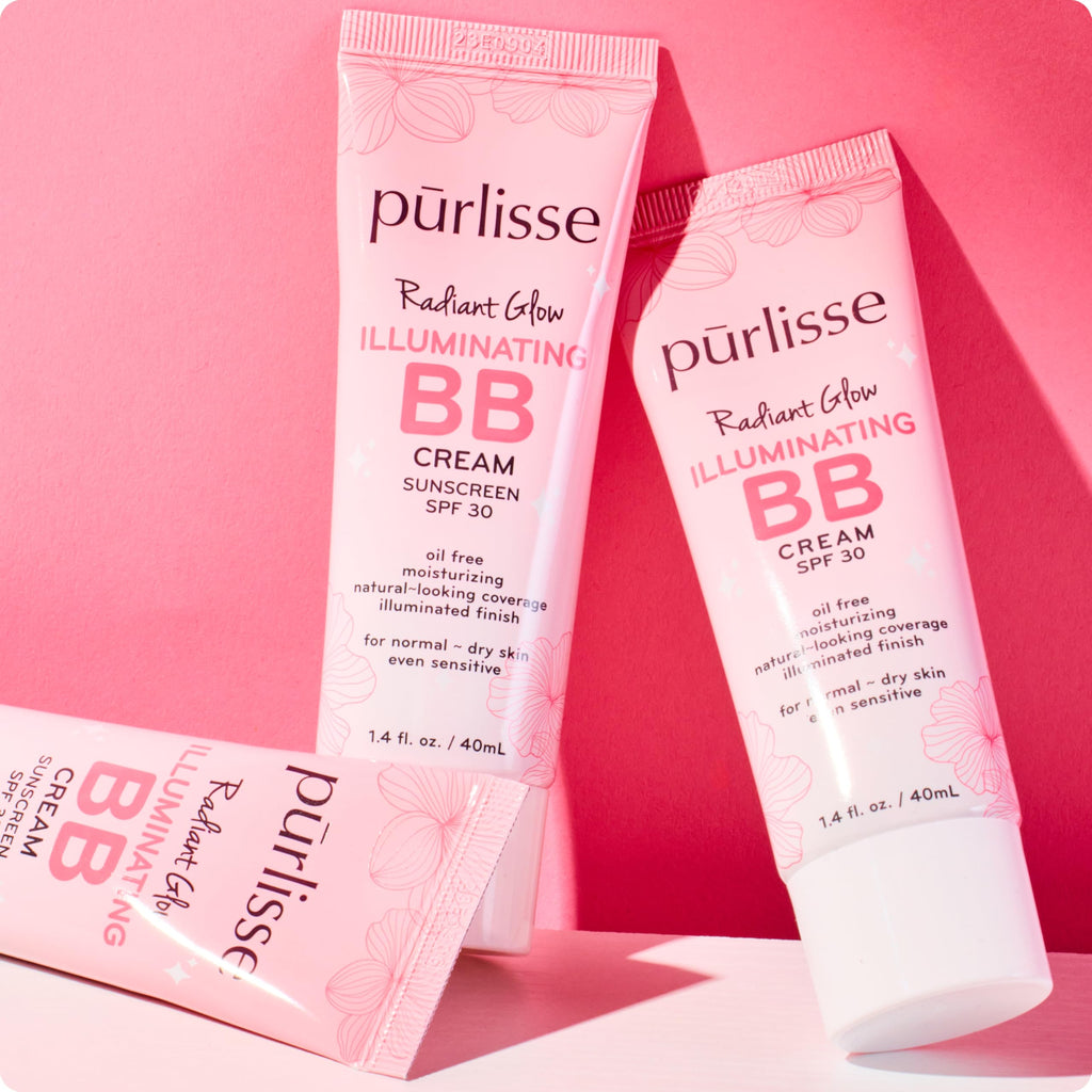 pūrlisse Radiant Glow BB Cream SPF 30 – Dewy Finish, Goji & Hawthorn Berry, Fair (1.4 oz)