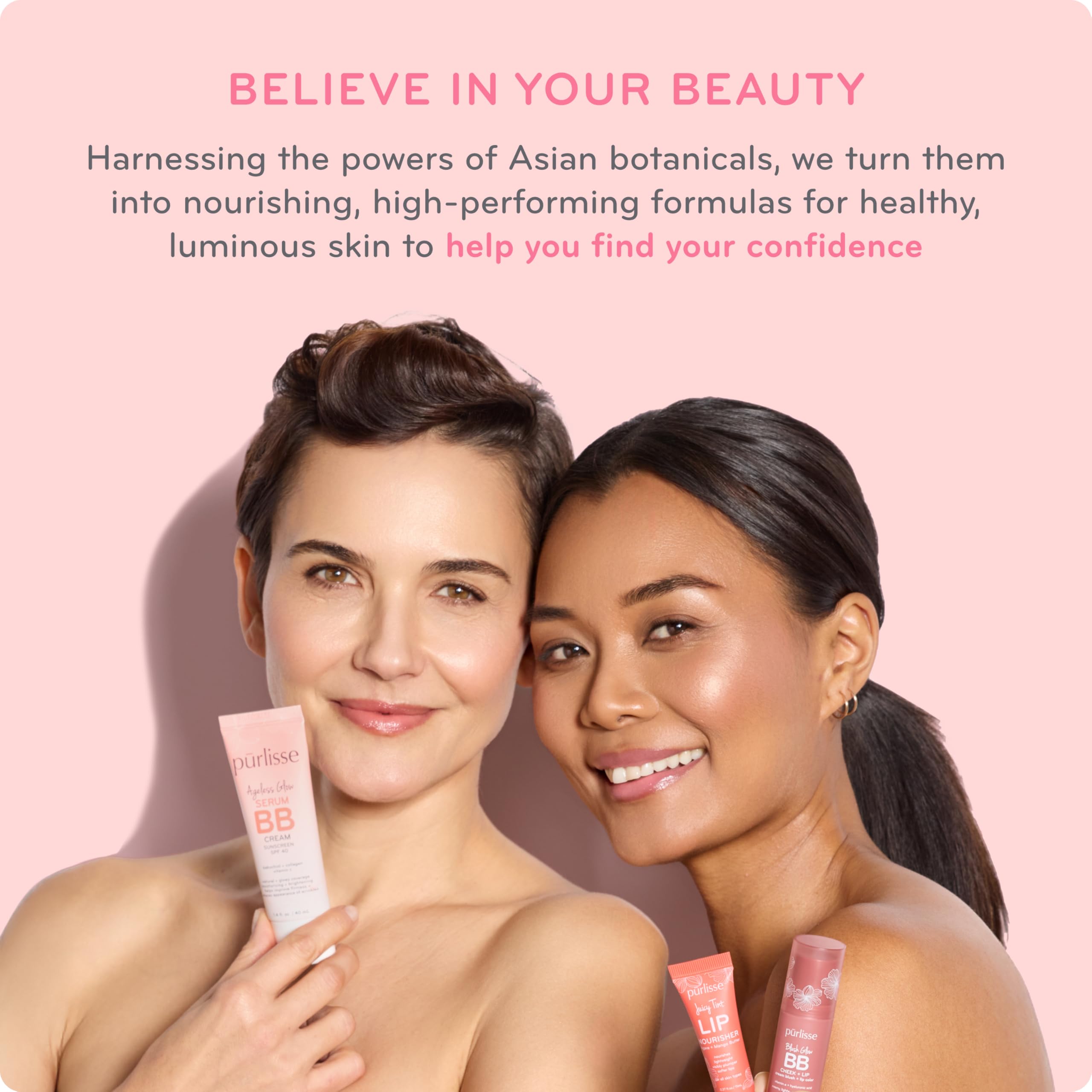 pūrlisse Radiant Glow BB Cream SPF 30 – Dewy Finish, Goji & Hawthorn Berry, Fair (1.4 oz)