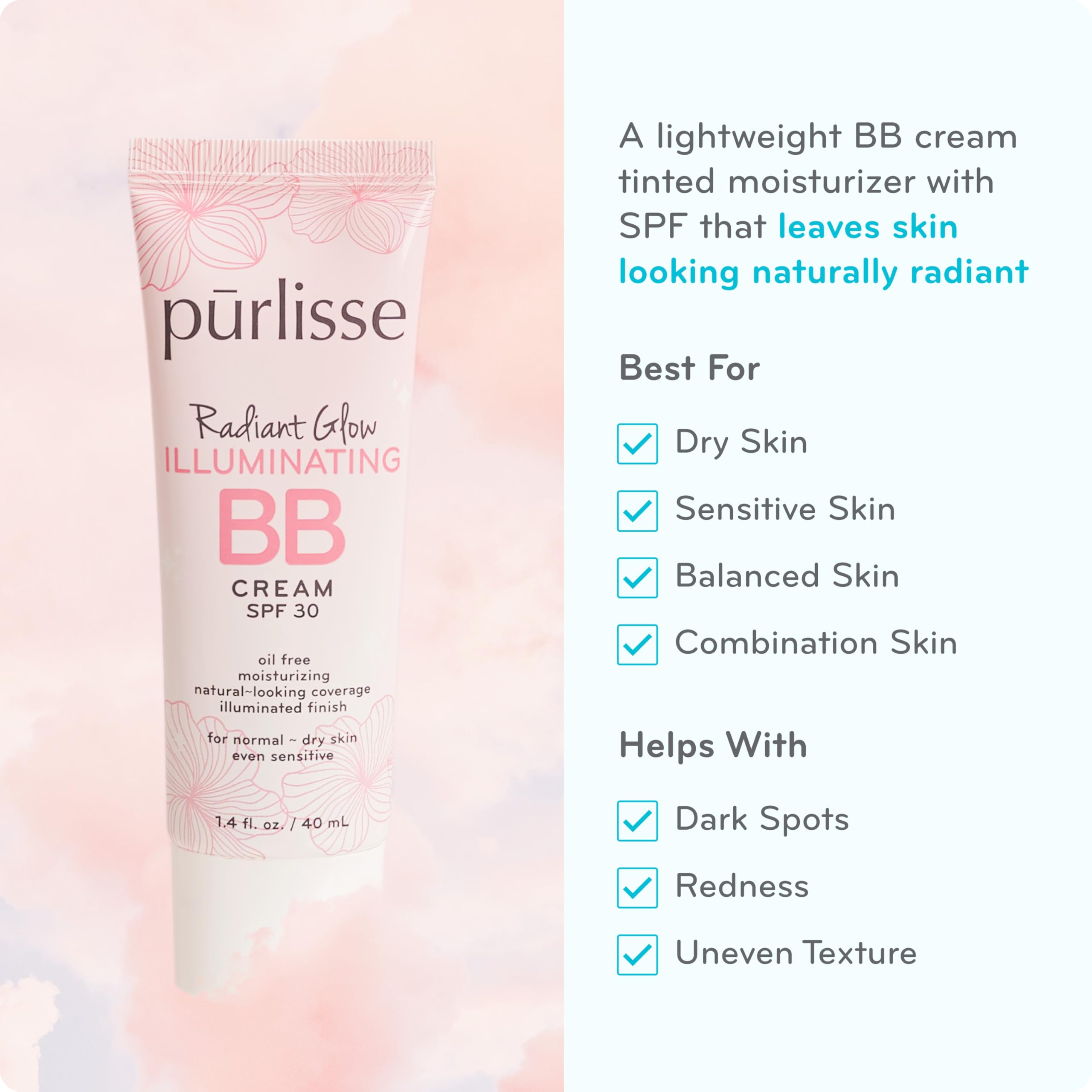Pūrlisse Radiant Glow BB Cream SPF 30 – Dewy Finish with Goji & Hawthorn Berry