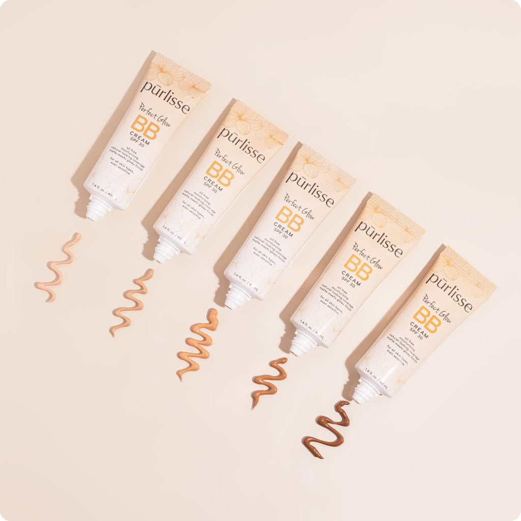 pūrlisse Perfect Glow BB Cream SPF 30 | Matte to Dewy Finish, Goji & Hawthorn Berry | Light Warm 1.4 oz