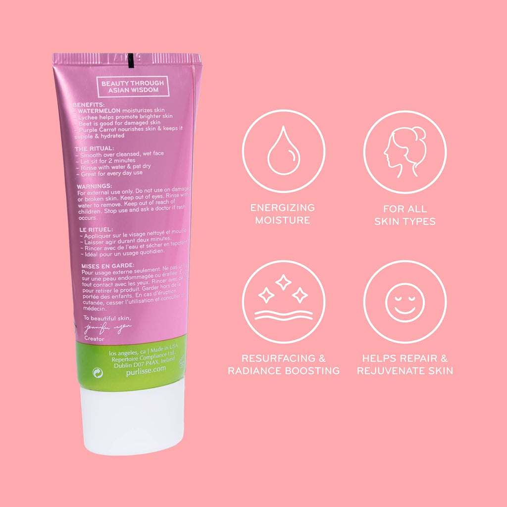 purlisse Watermelon Energizing Face Peel & Exfoliator — 2-Minute Radiance Polish (2.5 oz)