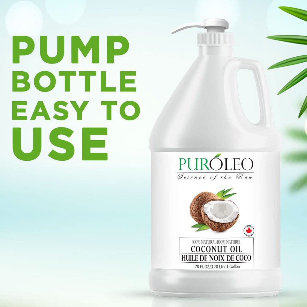 PURÓLEO Fractionated Coconut Oil 128oz (3784 ml) – Odorless Carrier Oil for Skin, Hair & Massage
