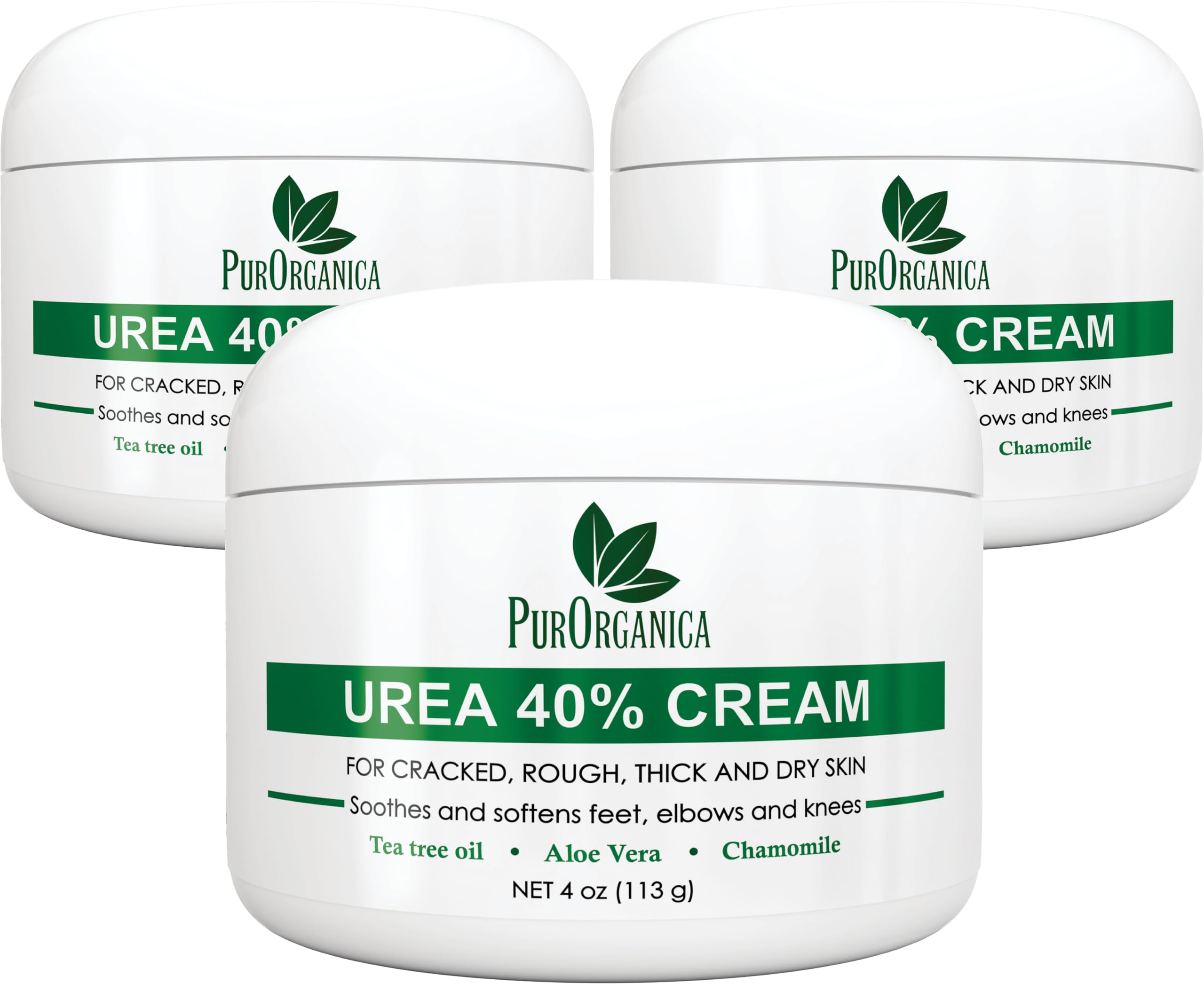PurOrganica Urea 40% Foot Cream – Made in USA, Dermatologist-Tested, 3-Pack