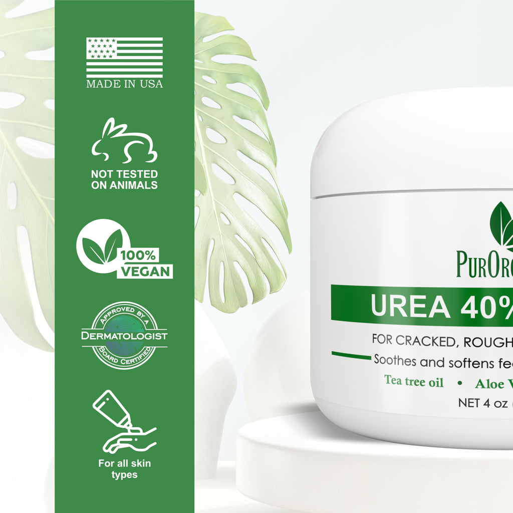 PurOrganica Urea 40% Foot Cream – Made in USA, Dermatologist-Tested, 3-Pack
