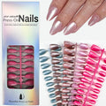 Puyokinm 150Pcs Cat Eye Press-On Nails Kit – Short Almond Shape, Glitter Finish, 15 Sizes, Glue-On Reusable Nails for Women