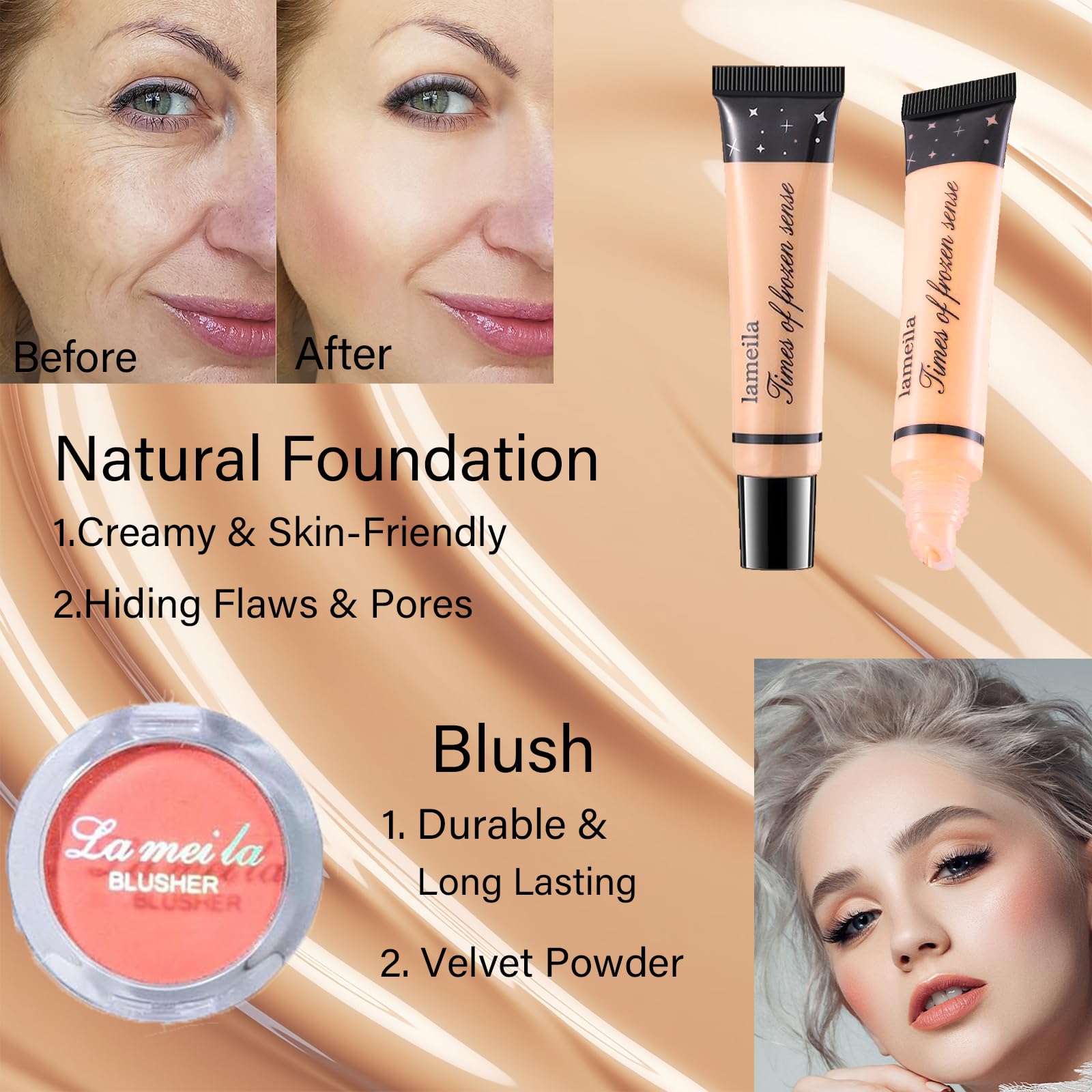 PWYSHXDF Makeup Set for Women – 40-Color Eye Palette + Nude Foundation