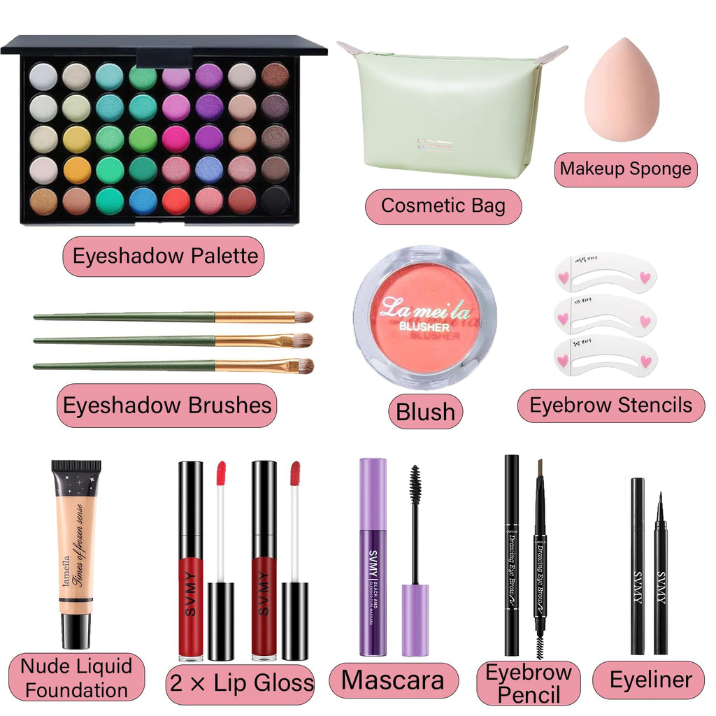 PWYSHXDF Makeup Set – Full Face Kit for Beginners & Pros | Travel-Ready