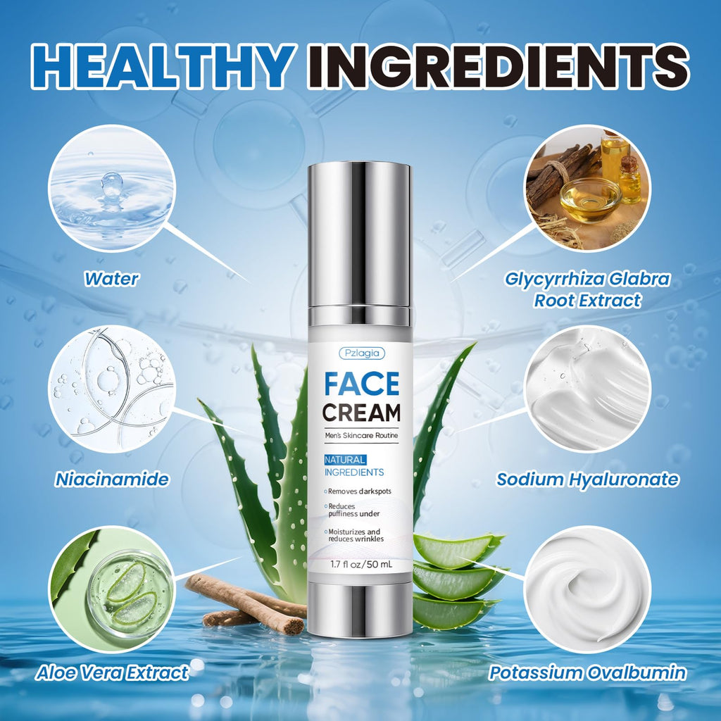 Pzlagia 6-In-1 Men's Face Cream – Anti-Aging, Hydration & Firming, 2 Pack (1.7 Fl Oz Each)