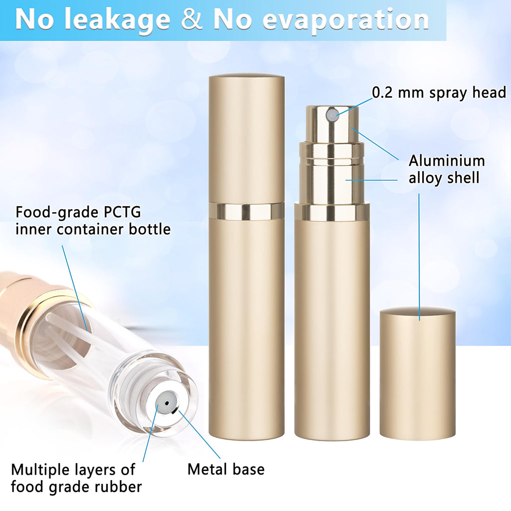 Qavhun Refillable 5ml Gold Travel Perfume Bottle – Leakproof Luxury Atomizer