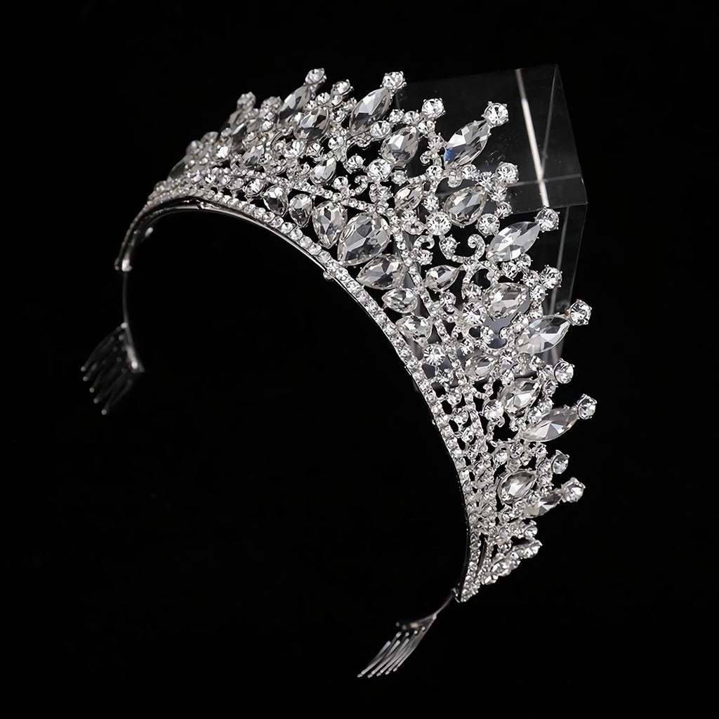 QIAIYALA Tiara with Comb – Silver Rhinestones Crown for Wedding, Prom, Cosplay