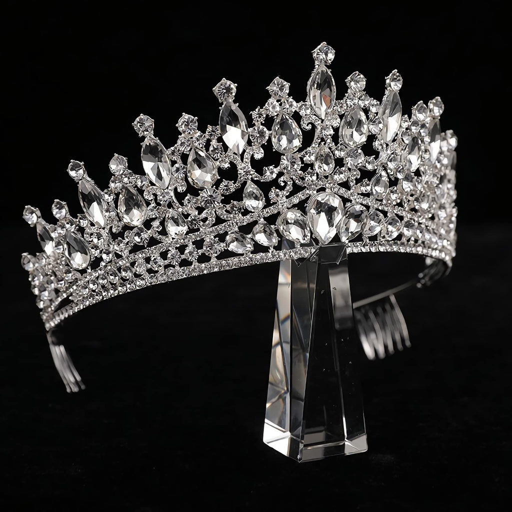 QIAIYALA Tiara with Comb – Silver Rhinestones Crown for Wedding, Prom, Cosplay