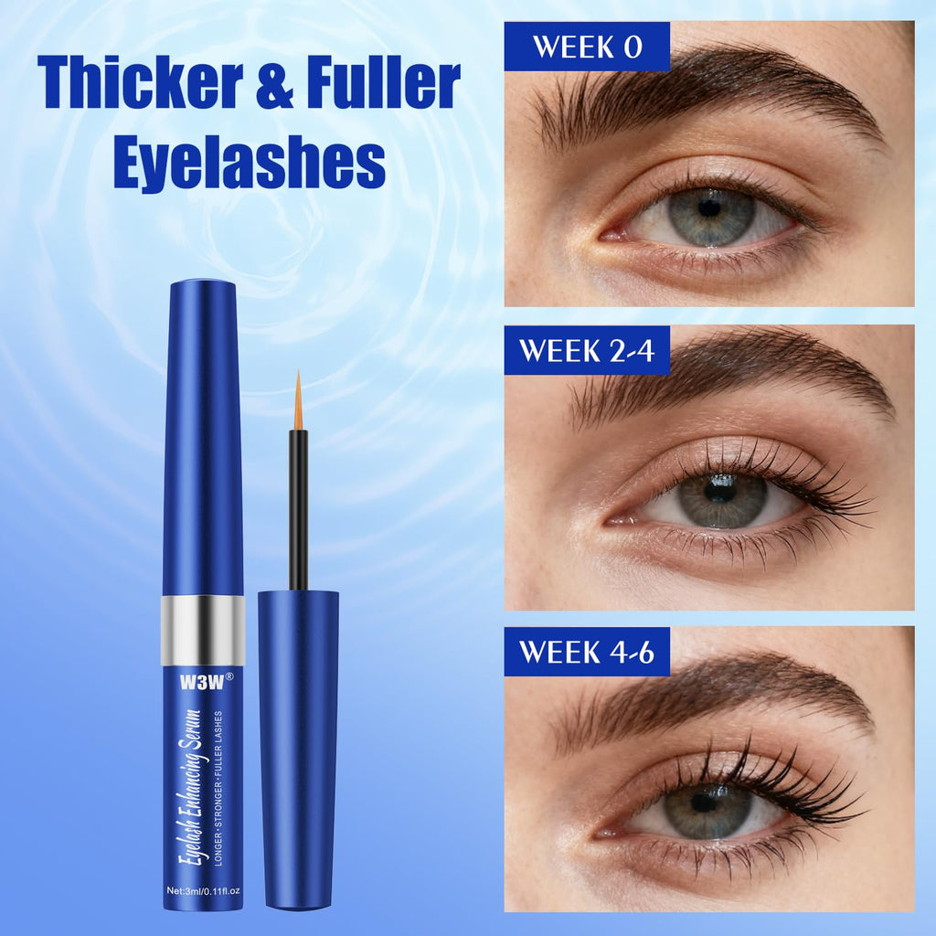 QIC W3W Eyelash Growth Serum — Advanced Formula for Longer, Fuller Lashes (3 ml, Blue)