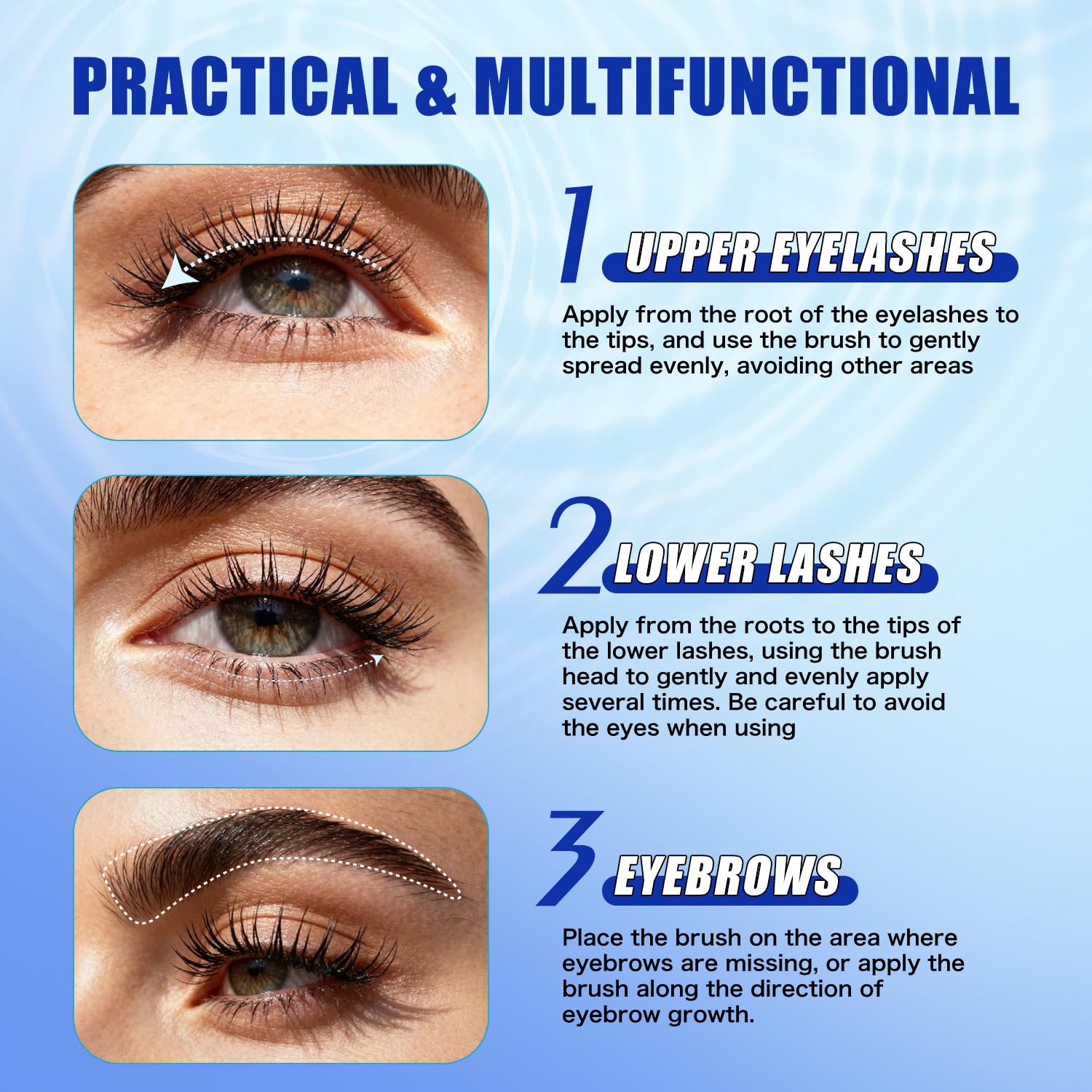 QIC W3W Eyelash Growth Serum — Advanced Formula for Longer, Fuller Lashes (3 ml, Blue)