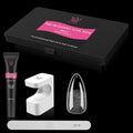 QIEK Medium Almond Pre-Building Nail Tips Kit | 240 Pcs, 15 Sizes, UV Lamp, Glue Gel