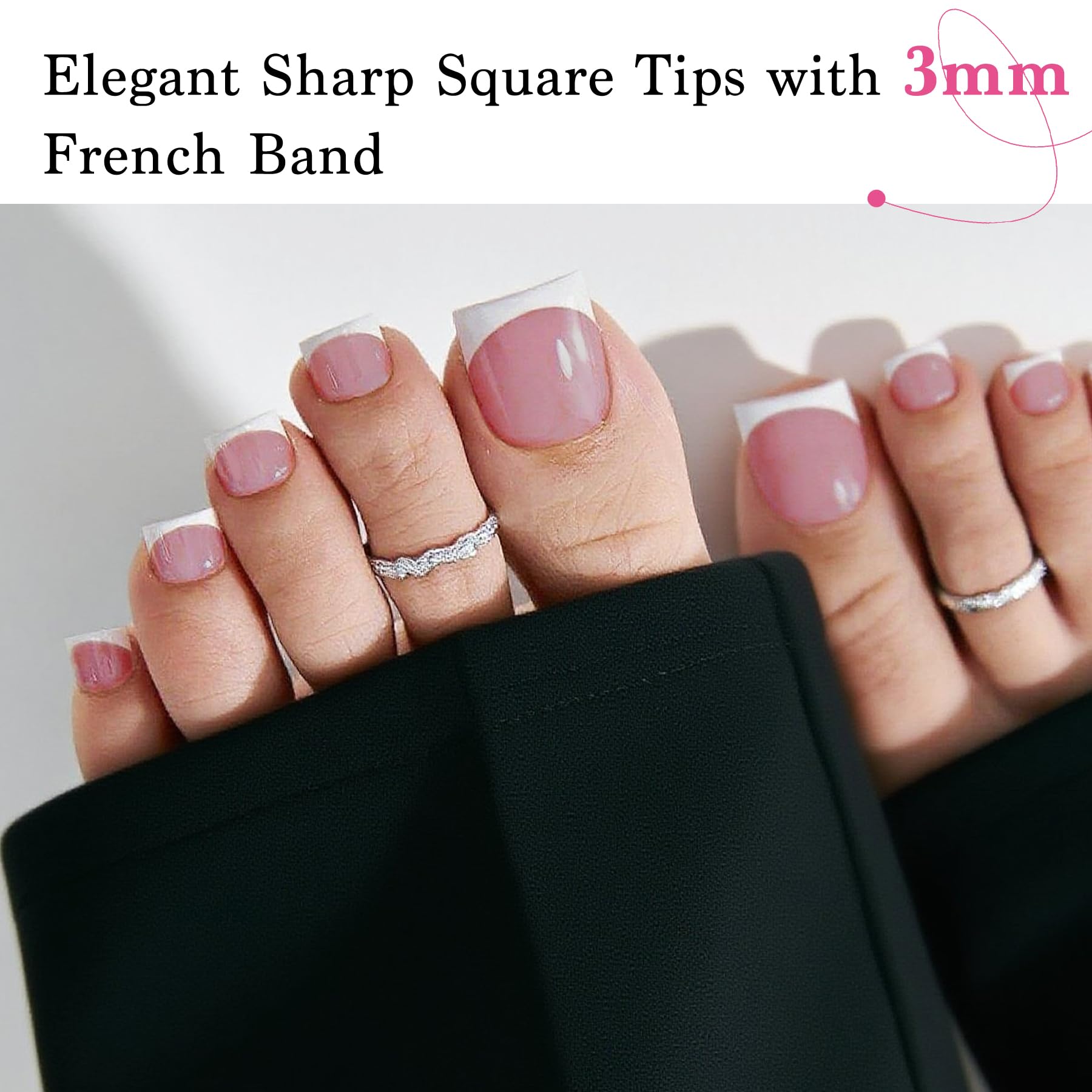 QIEK Toe Nail Press Ons French Tip Berry Pink – 270 Pcs, 15 Sizes, DIY Salon-Quality Pedicure