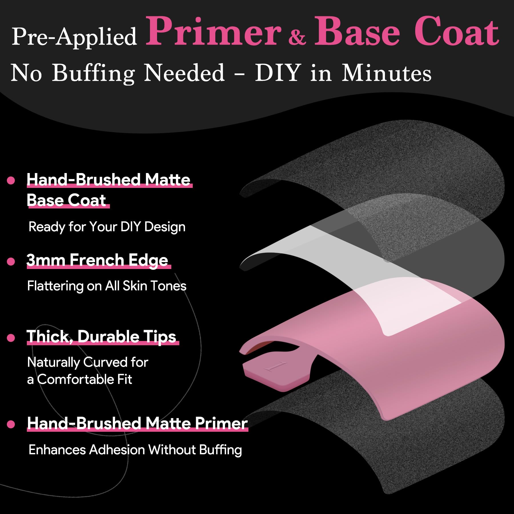QIEK Toe Nail Press Ons French Tip Berry Pink – 270 Pcs, 15 Sizes, DIY Salon-Quality Pedicure