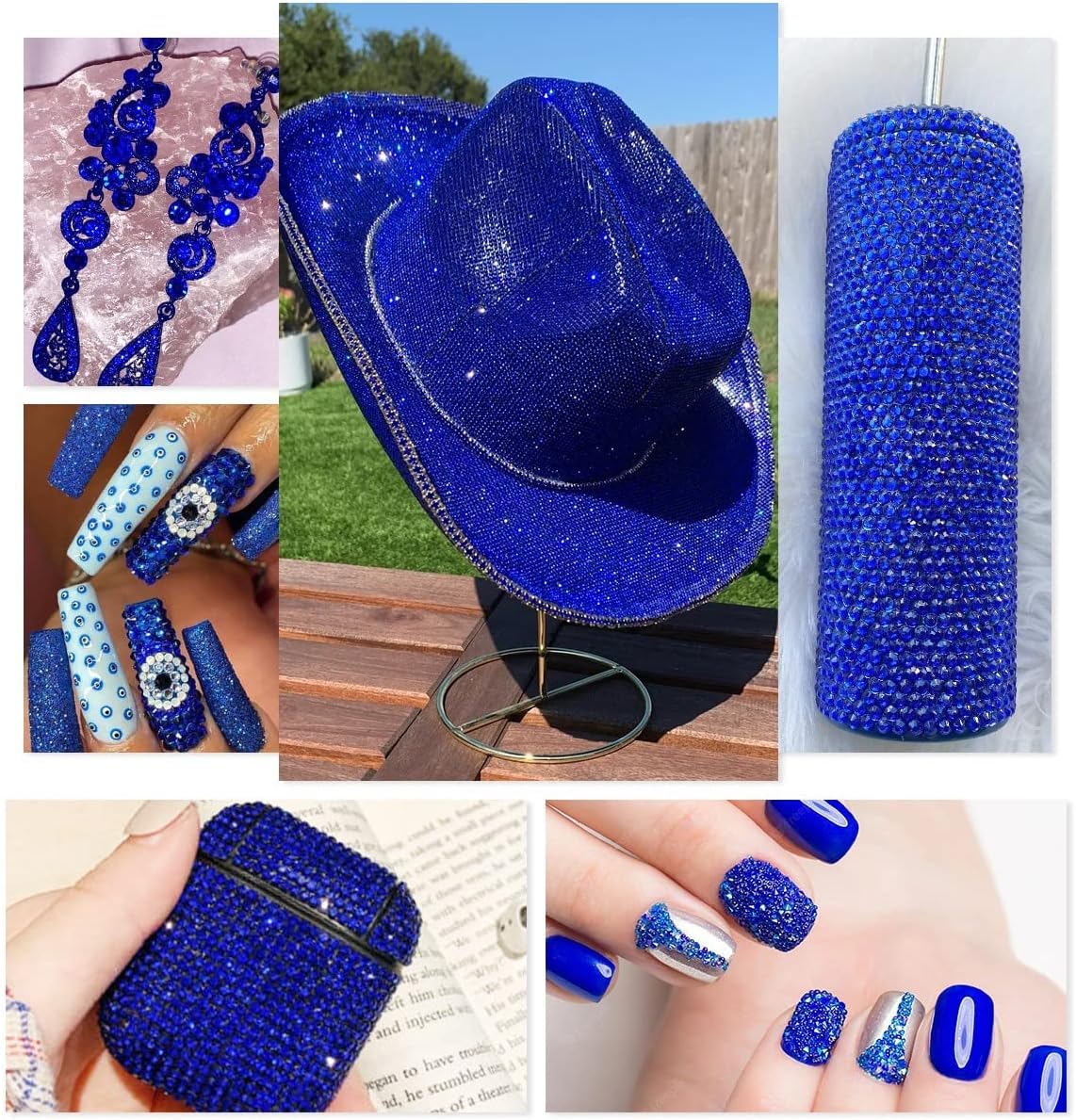 qiipii 3-Color Blue AB Jelly Resin Rhinestones (2–6mm) with B7000 Glue