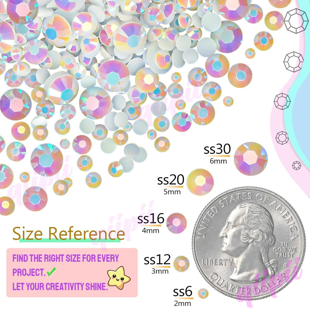 Qiipii 24-Color Jelly Resin Rhinestones (6mm) with B7000 Glue