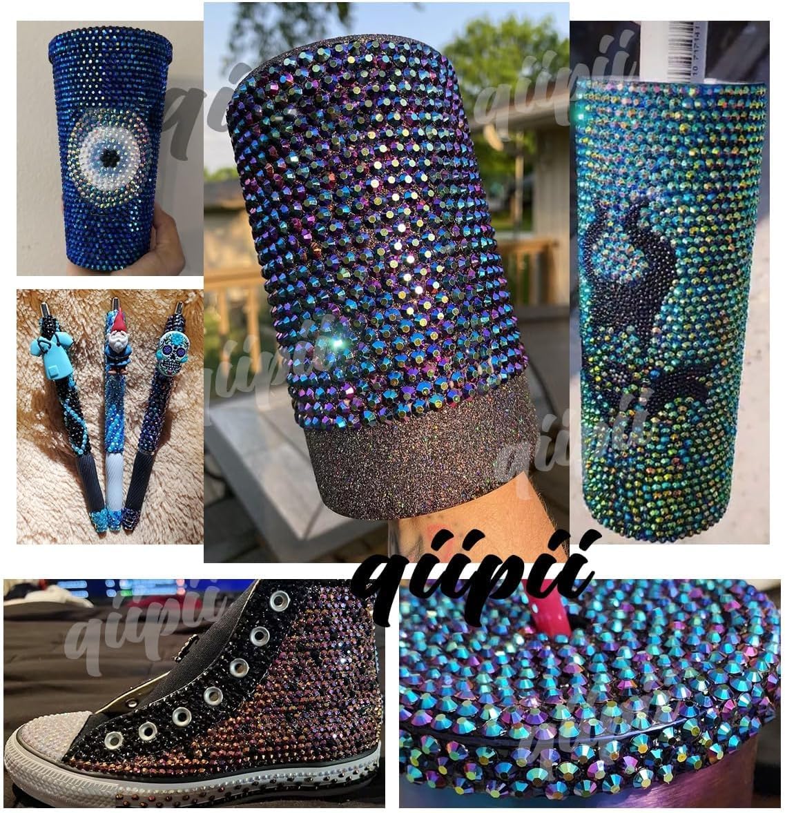 Qiipii 24-Color Jelly Resin Rhinestones (6mm) with B7000 Glue