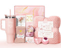 Qinline Birthday Gifts for Women – Spa Kit, Get Well Soon Gift Basket, Rose Relaxation Set with 40 oz Tumbler