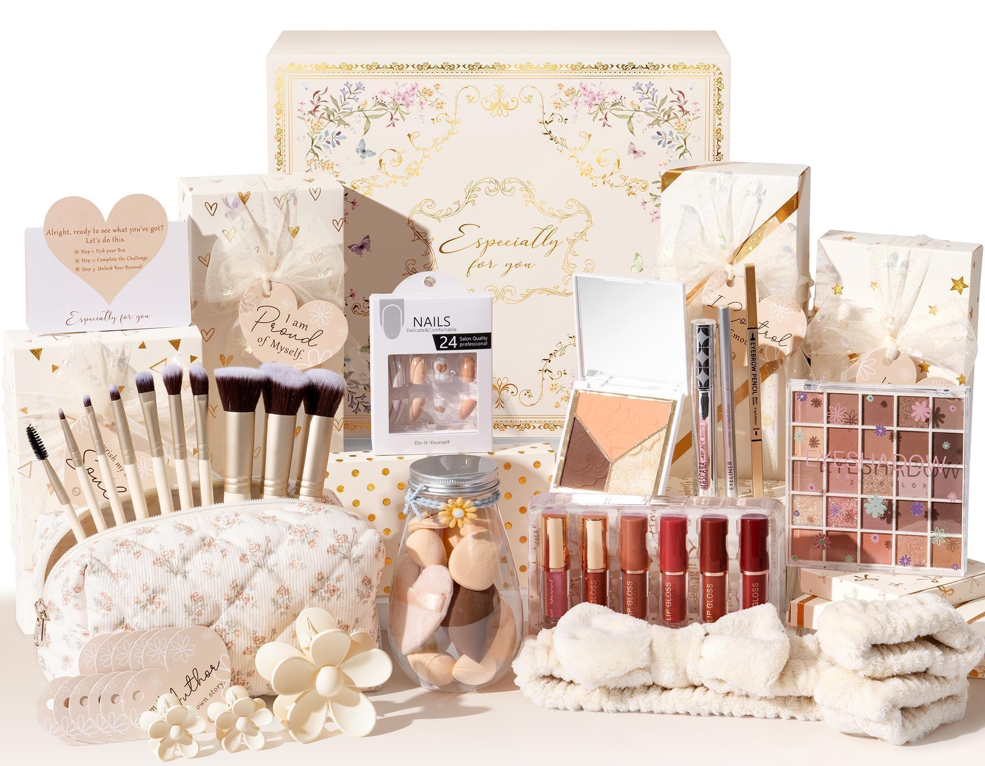 Qinline Teen Girl Gifts – Trendy Makeup Gift Set with 10 Affirmations & Empowering Challenges