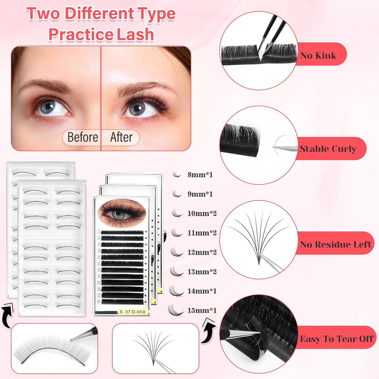 Qinzave Lash Kit for Beginners – Eyelash Extension Practice Starter with Mannequin Head