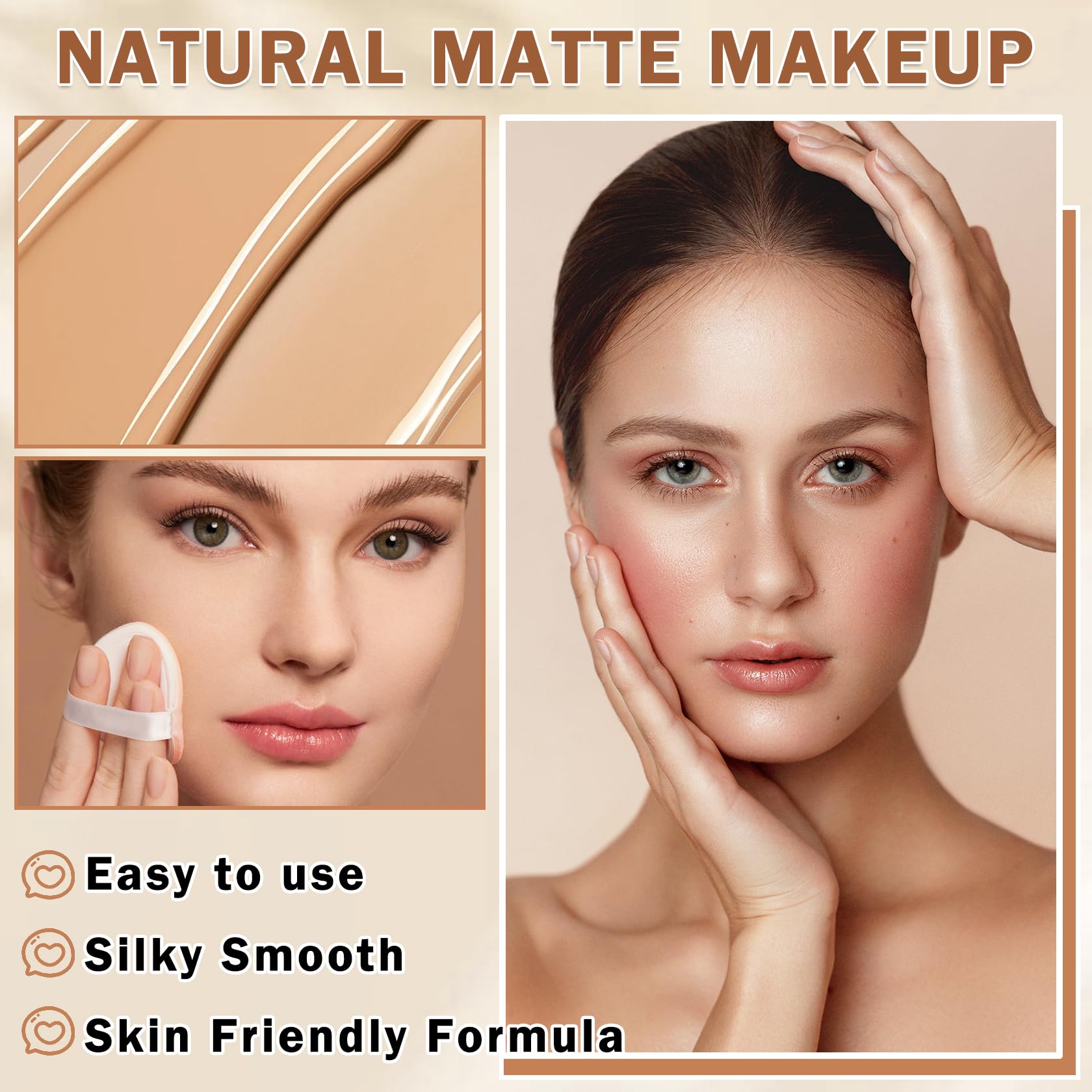 QIUFSSE Airbrush Foundation Spray — Full Coverage, Long-Lasting, Waterproof for Mature Skin (Natural / Warm Porcelain)