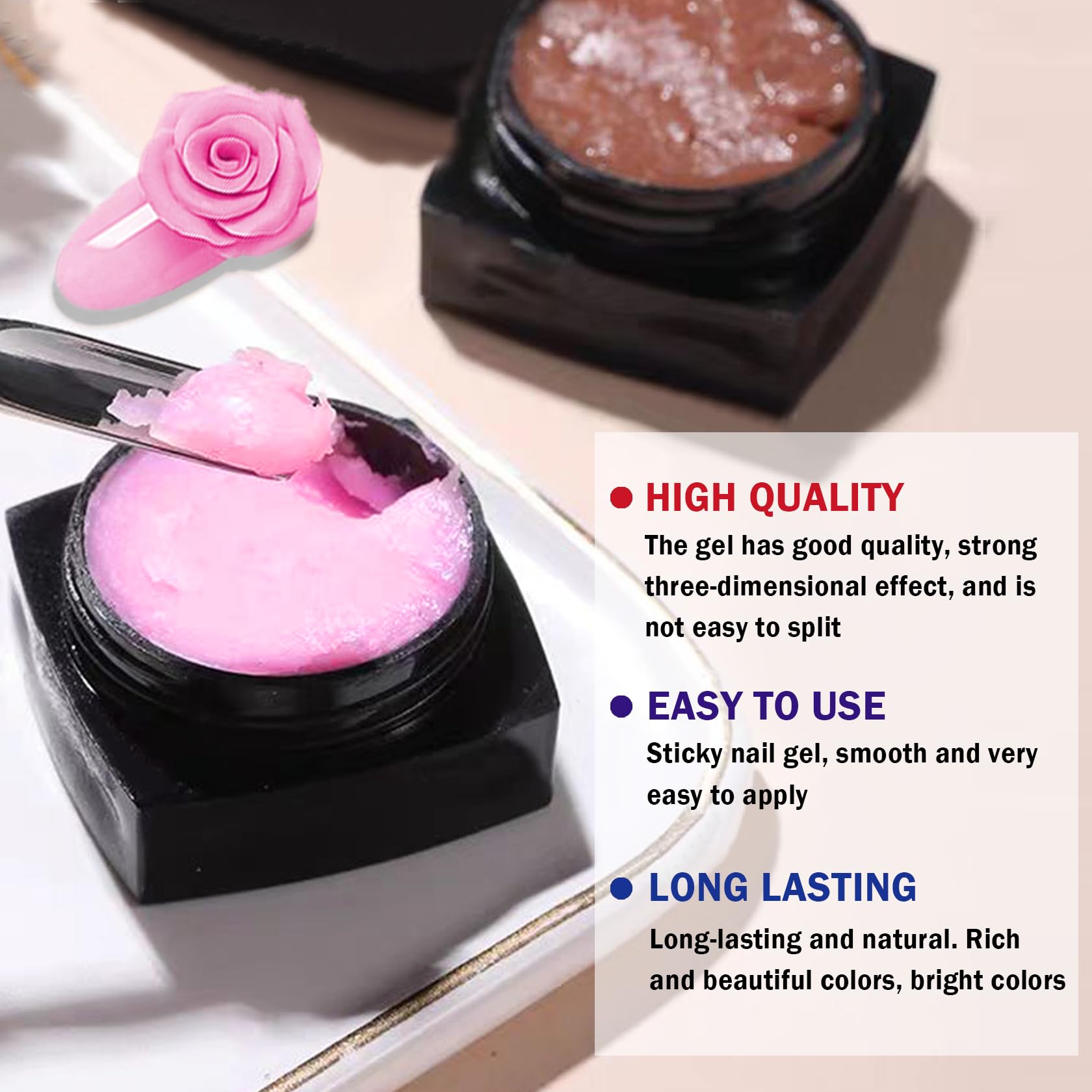 QIUFSSE 3D Nail Gel Sculpting Gel – 12 Colors & Carved Painting Pen Nail Art Kit (Soak Off UV/LED)