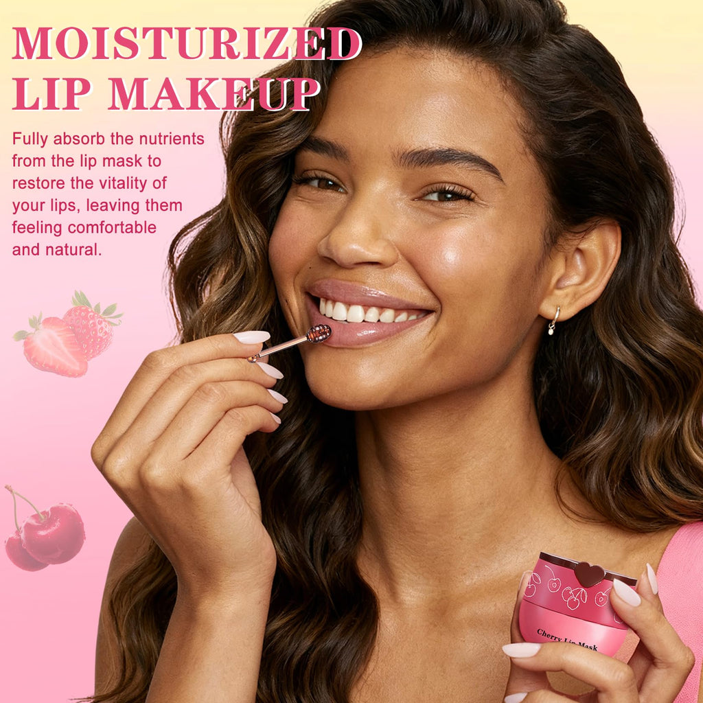 QIUFSSE Lip Scrub & Mask Set – Strawberry, Cherry & Honey Masks + Exfoliator Scrubs | Cruelty-Free