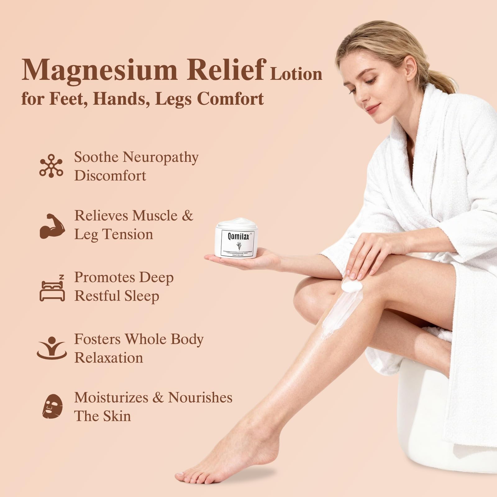 Qomilax Neuropathy Cream | Magnesium Nerve Relief Lotion – Mama Oasis for Feet, Hands, Legs, 4 oz