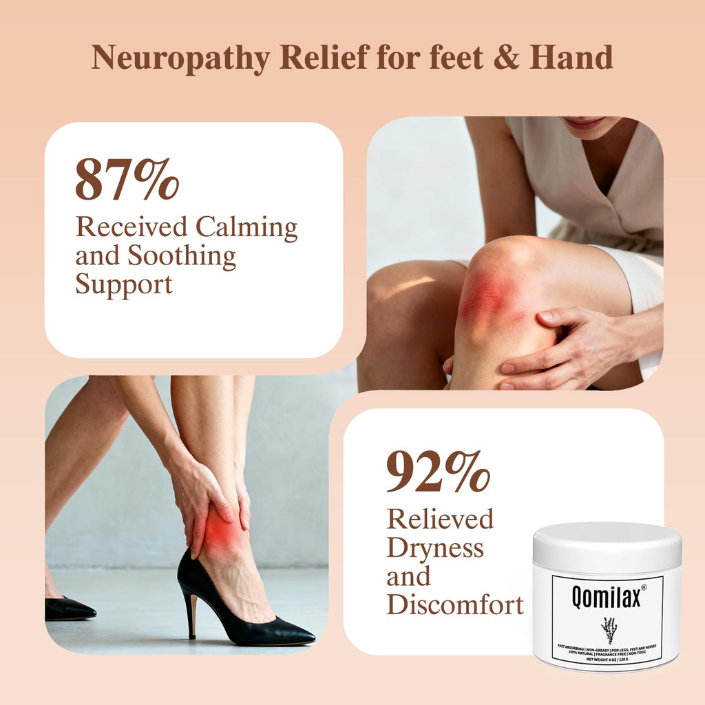 Qomilax Neuropathy Cream | Magnesium Nerve Relief Lotion – Mama Oasis for Feet, Hands, Legs, 4 oz