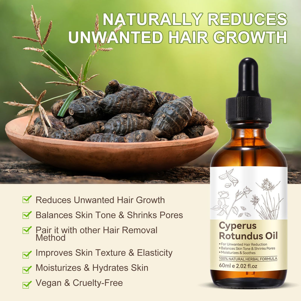 QRZBPZWE Cyprus Rotundus Oil – Natural Hair Removal Support, Moisturizing, All Skin Types, 4.06 oz