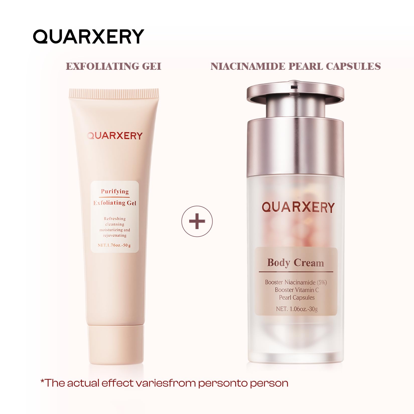 QUARXERY Exfoliating Care Set: 5% Niacinamide Body Cream + Purifying Peeling Gel