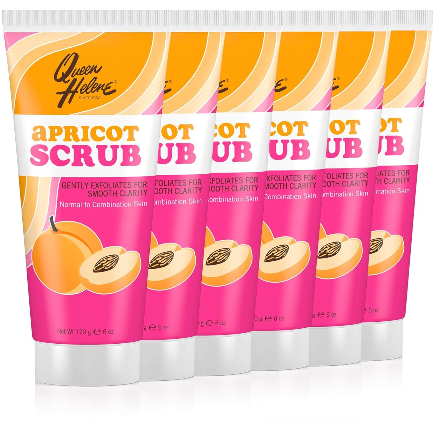 Queen Helene Apricot Facial Scrub – Gentle Exfoliating Cleanser (6 oz) Pack of 6