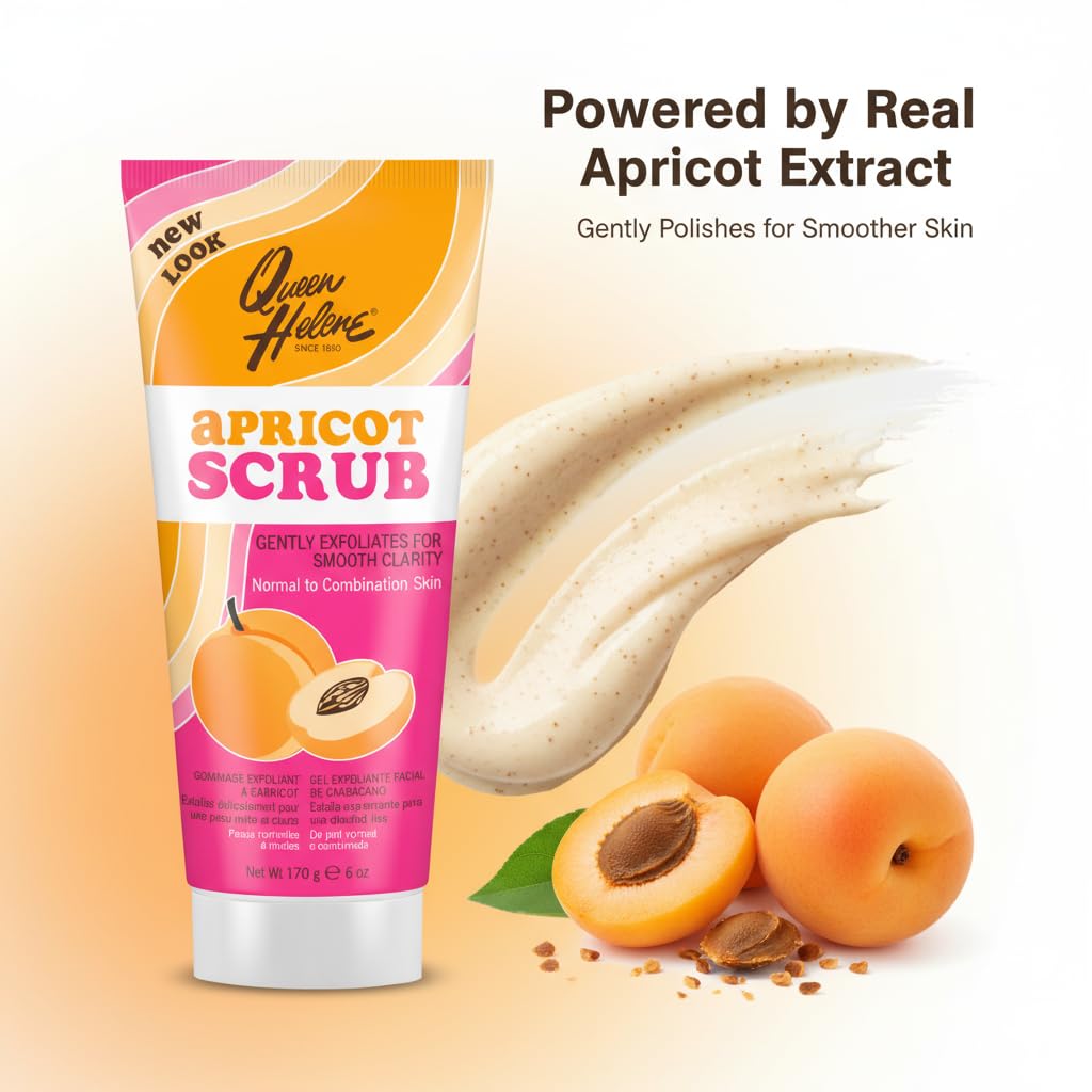 Queen Helene Apricot Facial Scrub – Gentle Exfoliating Cleanser (6 oz) Pack of 6