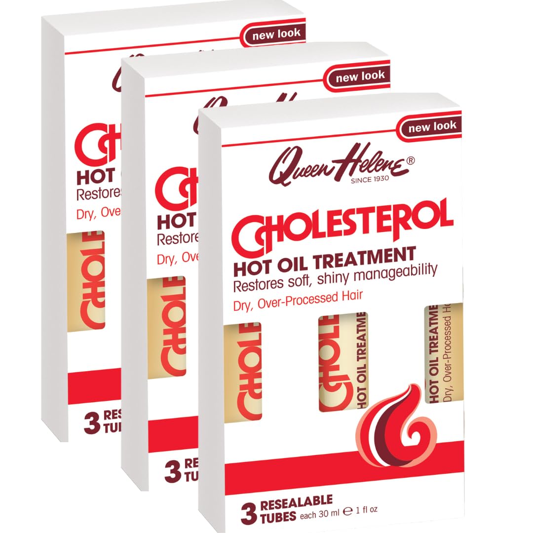 Queen Helene Cholesterol Hot Oil Treatment – Deep Conditioning for Dry Hair | Pack of 3 x 1oz Tubes