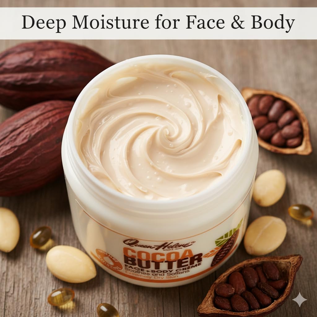 Queen Helene Cocoa Butter Creme – Extra Rich Moisturizing Cream for Dry Skin | 15 oz | Pack of 4