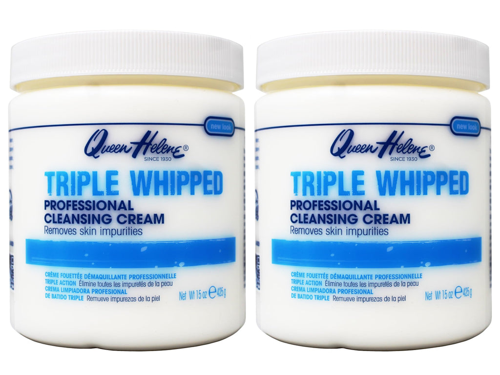 Queen Helene Triple Whipped Professional Cleansing Cream – Gentle Deep Clean, 15 oz (Pack of 2)