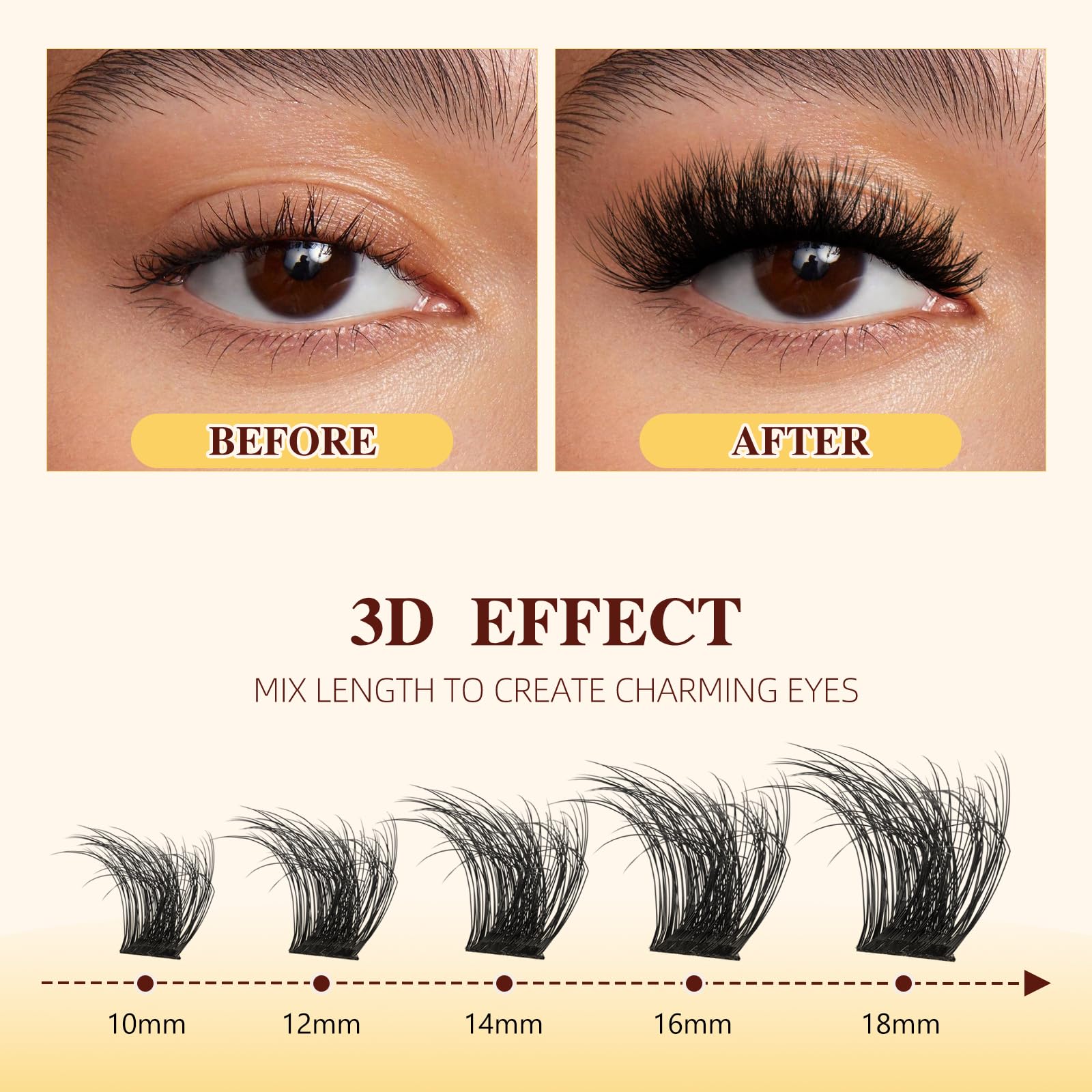 QUEWEL Lash Clusters Kit | 168 Pcs + 16ml Bond & Seal | DIY Lash Extensions at Home
